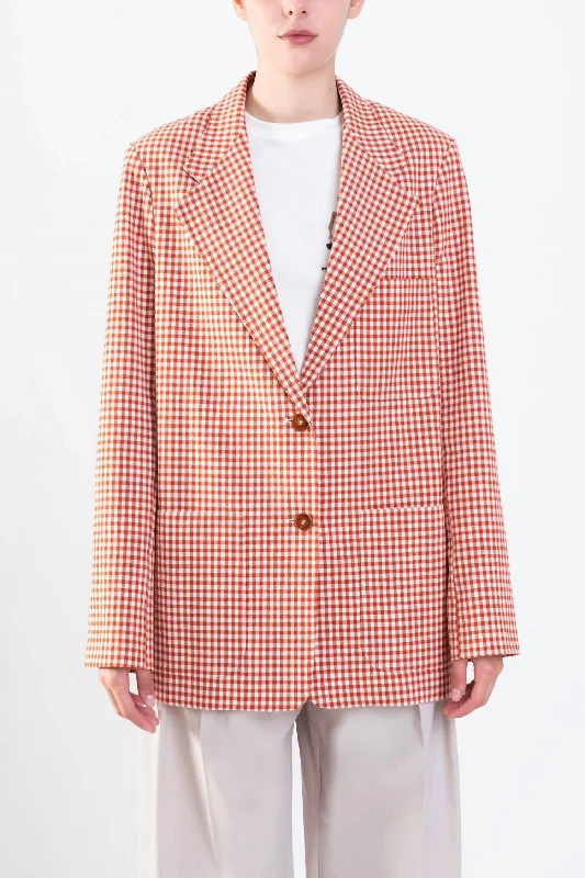 Special Promotion Microcheck Blazer In Cotto