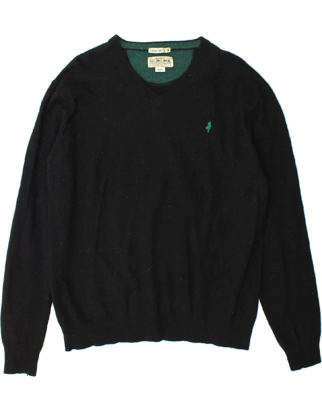 Limited Edition MARLBORO CLASSICS Womens V-Neck Jumper Sweater 2XL Black Wool