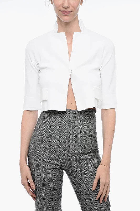 Act Now Ella Cropped Jacket With 3/4 Sleeves M Standard Size