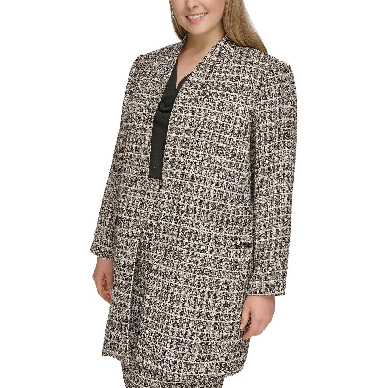 Fantastic Deals Plus Womens Tweed Open Front Duster Blazer