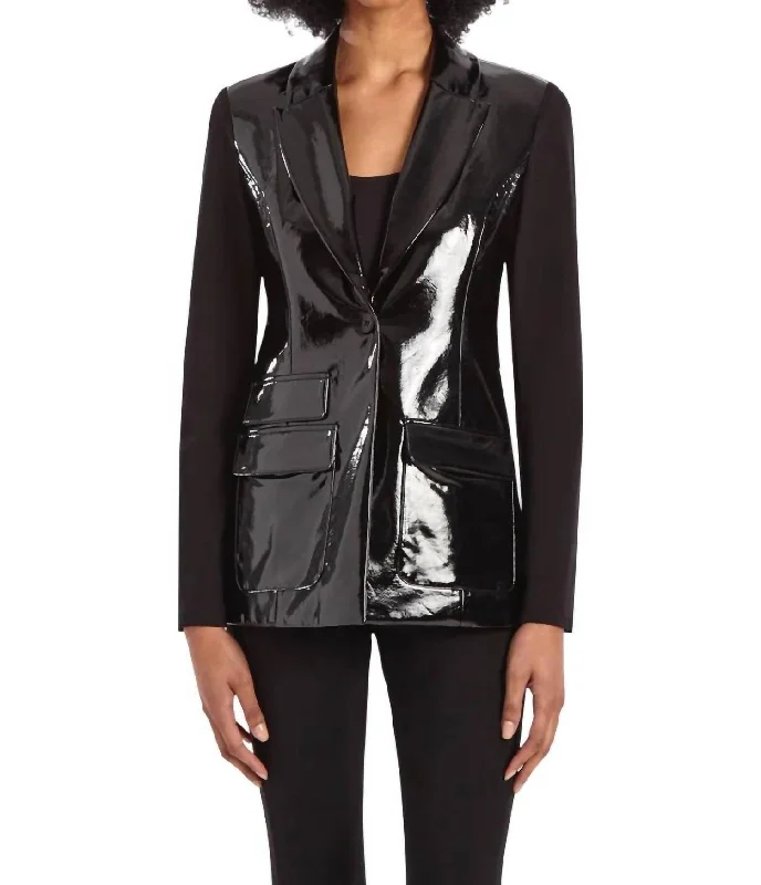 Lowest Price The Vinyl Combo Dart Blazer In Black