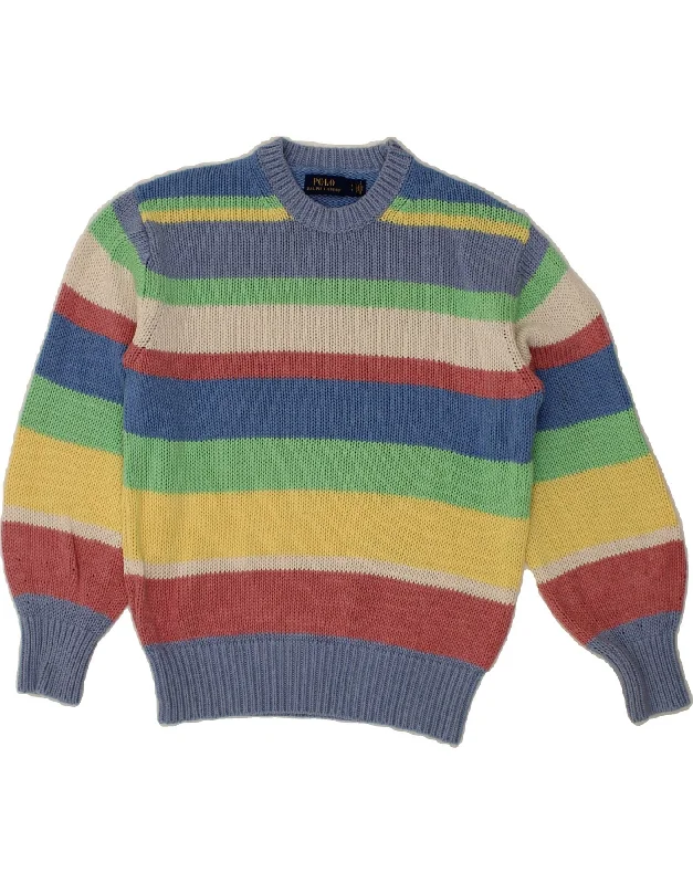 Reduced Prices POLO RALPH LAUREN Womens Crew Neck Jumper Sweater UK 10 Small Blue Striped Reduced Prices POLO RALPH LAUREN Womens Crew Neck Jumper Sweater UK 10 Small Blue Striped