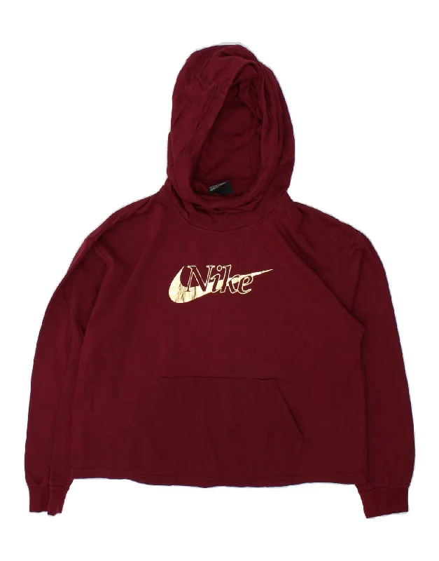 Buy Now NIKE Womens Graphic Hoodie Jumper UK 10 Small Maroon Cotton