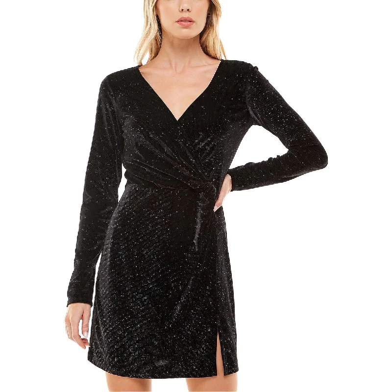Don't Wait Juniors Womens Glitter Mini Bodycon Dress