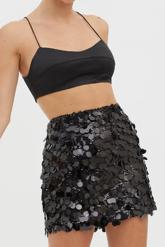 Year-End Sale Gin Fizz Sequin Mini Skirt Black