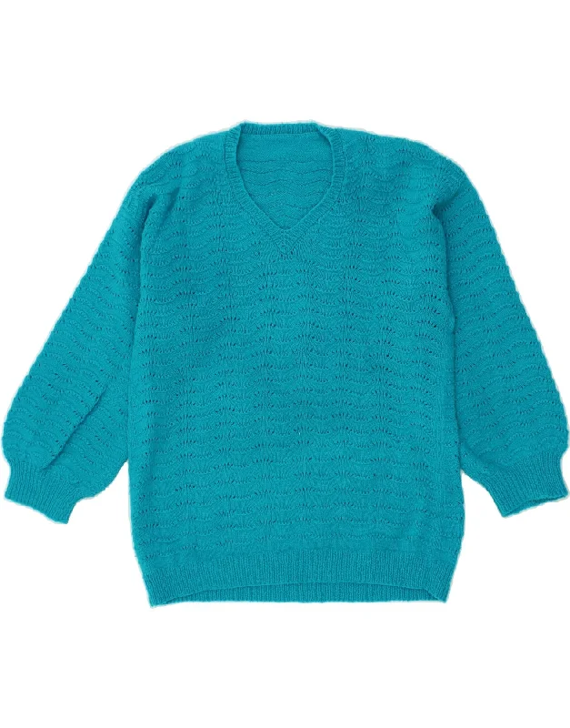 Major Savings VINTAGE Womens V-Neck Jumper Sweater UK 14 Large Blue