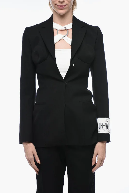 Super Bargain Off-White Virgin Wool Ablohland Slim Fit Blazer 38 Italian Size