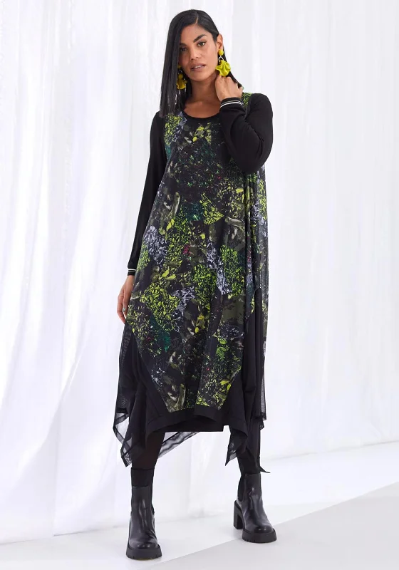 New Deals Ora Two Piece Mesh Layer Midi Dress, Black