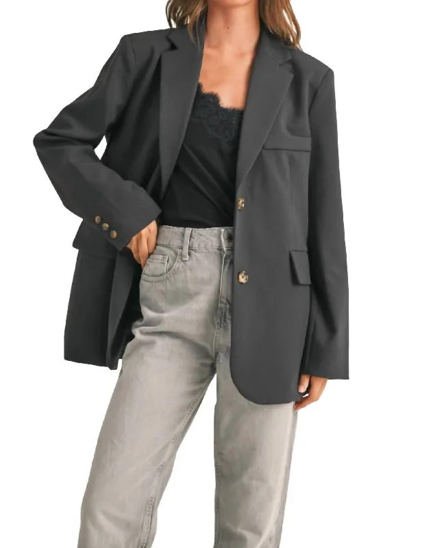 Must-Have Deals Sleek Oversize Blazer In Charcoal