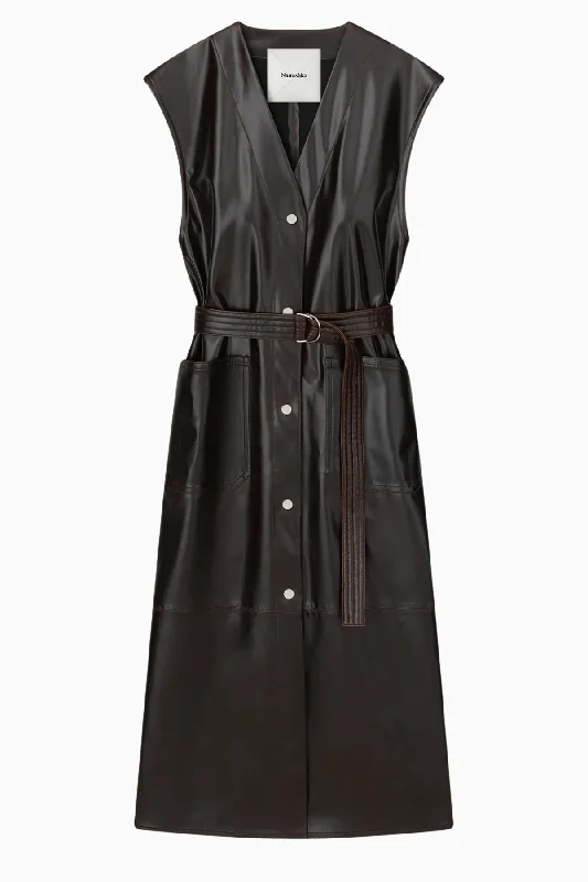 Bonus Savings Nanushka Rainey Alt Vintage Leather Vest - Dark Brown