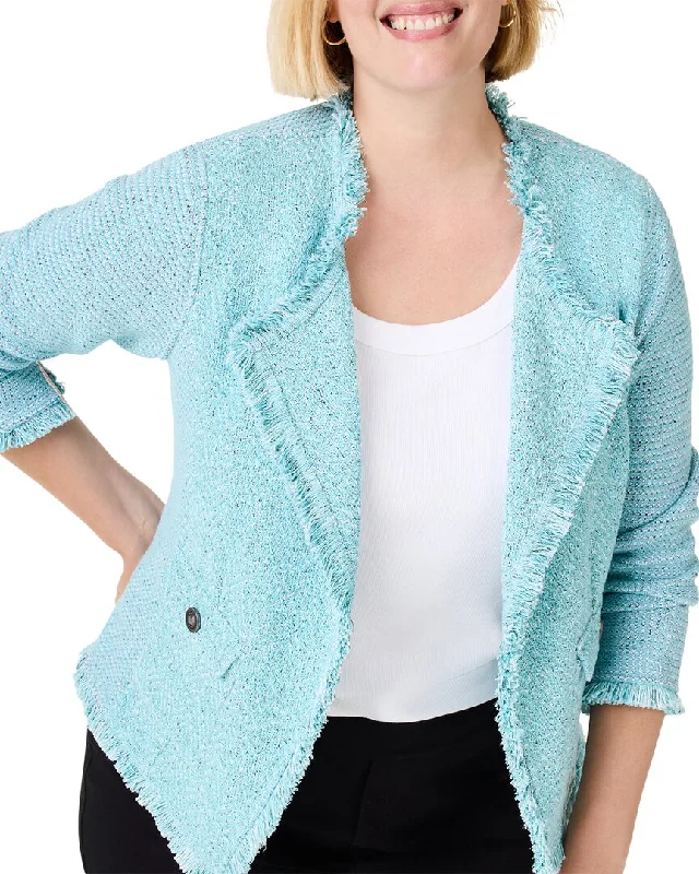 Savings Alert NIC+ZOE Plus Fringe Mix Knit Pocket Jacket