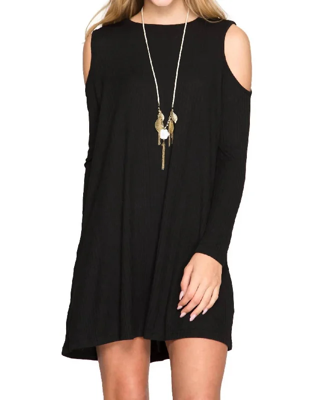 New Arrival Perfect Match Ribbed Shift Dress In Black