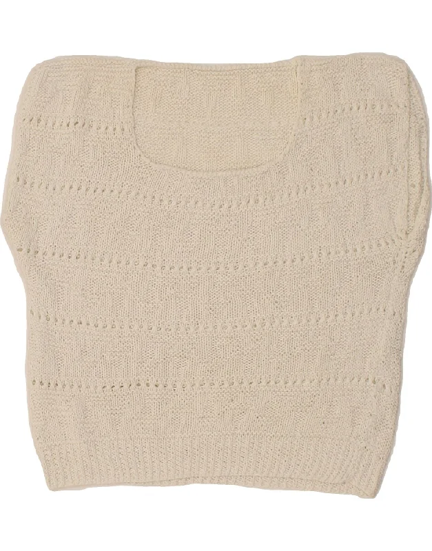 Crazy Deals VINTAGE Womens Crop Vest Tank Top UK 8 Small White