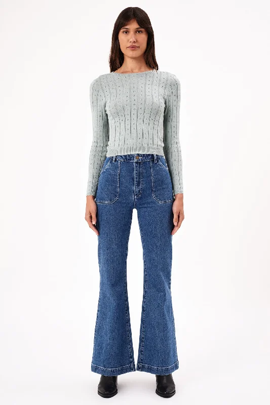 Exclusive Deal ROLLA'S Eastcoast Flare Long Jeans Dark Vintage Blue