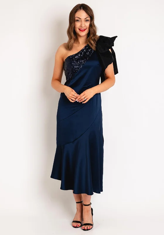 Buy More, Save More Sisters By Caroline Kilkenny Kennedy Sequin Satin Maxi Dress, Navy