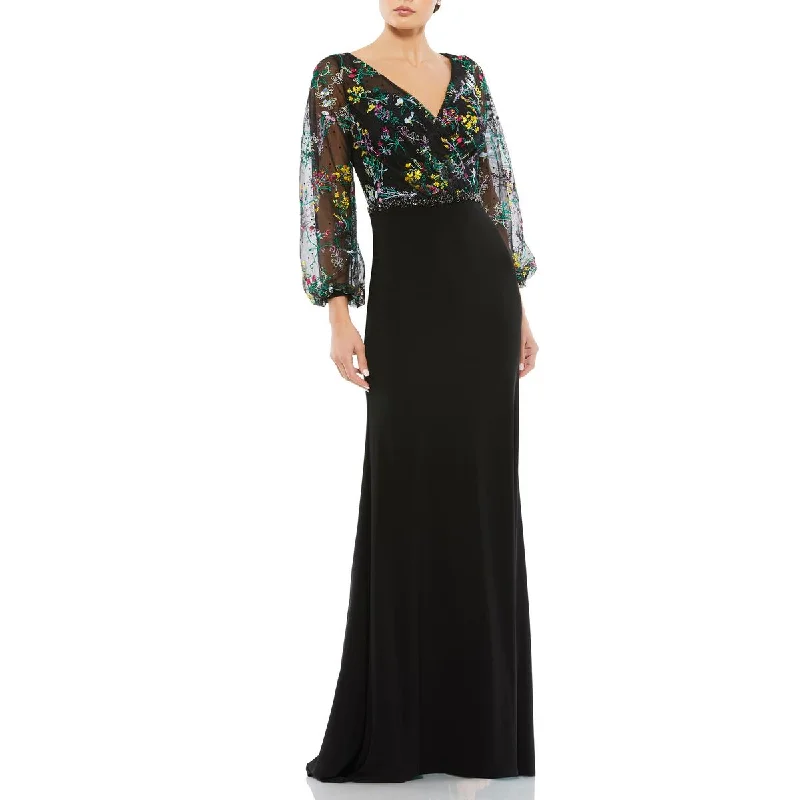 Instant Discount Womens Embellished Embroidered Evening Dress