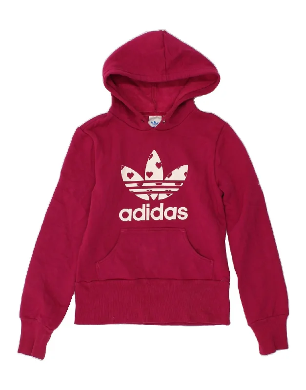 Instant Discount ADIDAS Womens Graphic Hoodie Jumper UK 10 Small Pink Polyester