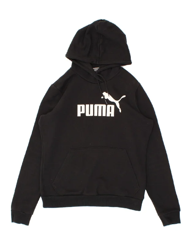 Reduced Prices PUMA Womens Graphic Hoodie Jumper UK 12 Medium Black Cotton