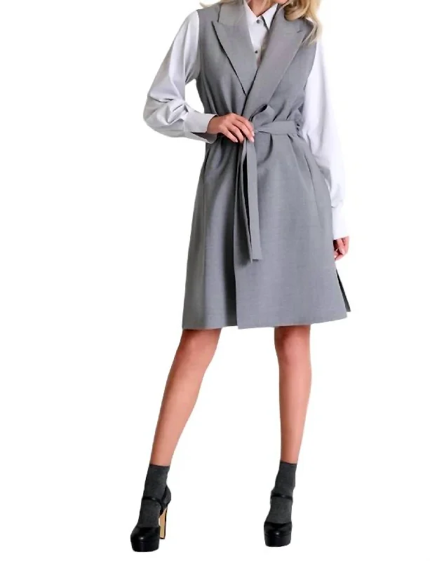 Super Deal Contemporary Long Sleeveless Jacket In Gris