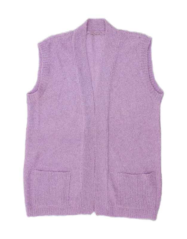 Clearance Event VINTAGE Womens Sleeveless Cardigan Sweater UK 12 Medium Purple