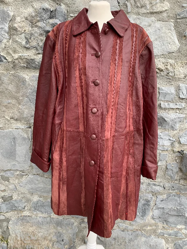 New Markdowns Maroon leather stripes coat  uk 18-20