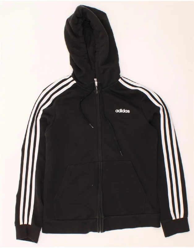 Weekend Deal ADIDAS Womens Zip Hoodie Sweater UK 12/14 Medium Black Cotton