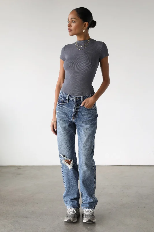 Limited Edition DOGMA High Rise Straight Leg Denim Jeans Dark Wash