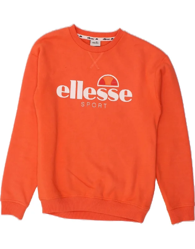 YEAR-End Sale ELLESSE Womens Graphic Sweatshirt Jumper UK 8 Small Orange Cotton