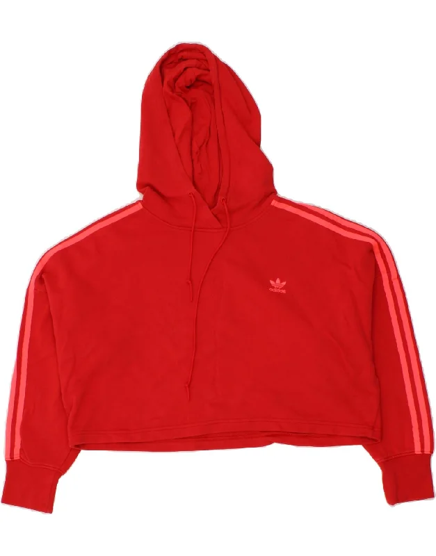 Fantastic Deals ADIDAS Womens Oversized Crop Hoodie Jumper UK 8 Small Red Cotton