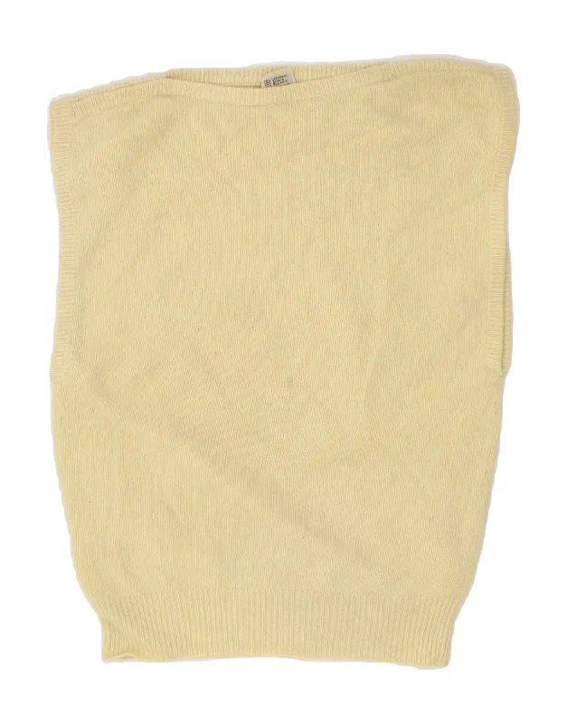 Deal Mania VINTAGE Womens Vest Tank Top UK 12 Medium Yellow Lambswool