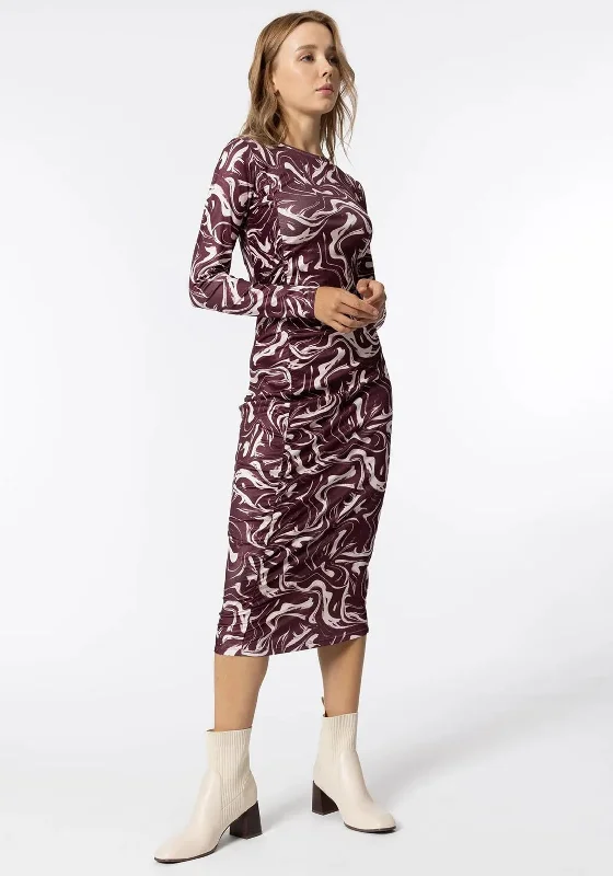 Special Discount Tiffosi Chive Swirl Print Midi Dress, Wine