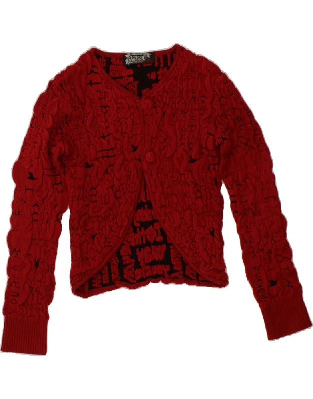Special Discount DESIGUAL Womens Crop Cardigan Sweater UK 18 XL Red Acrylic