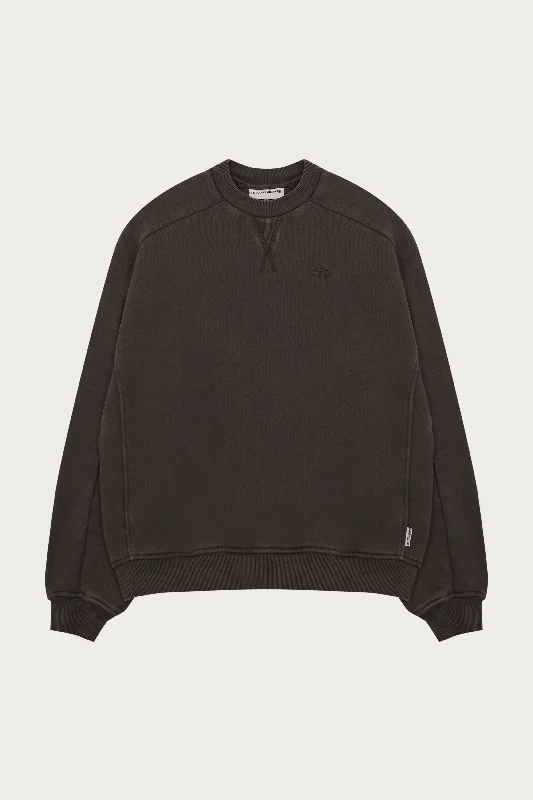 Limited Availability LAUNDERED CLASSICS SEAM DETAIL SWEATSHIRT - WASHED BROWN