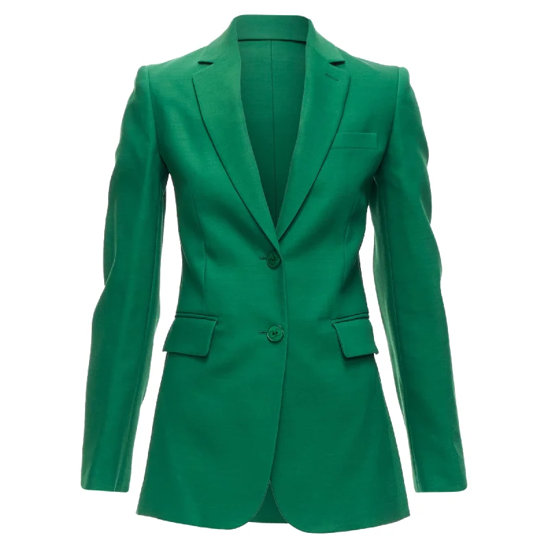 Super Deal Valentino Wool Silk Fitted Kong Sleeve V Neck Blazer Jacket