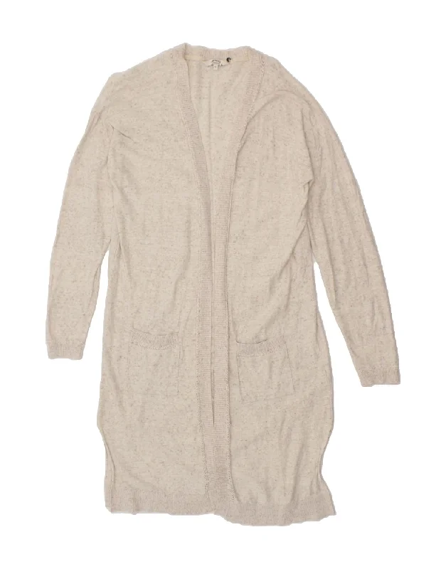 Online Only FAT FACE Womens Longline Open Cardigan Sweater UK 14 Large Grey Flecked