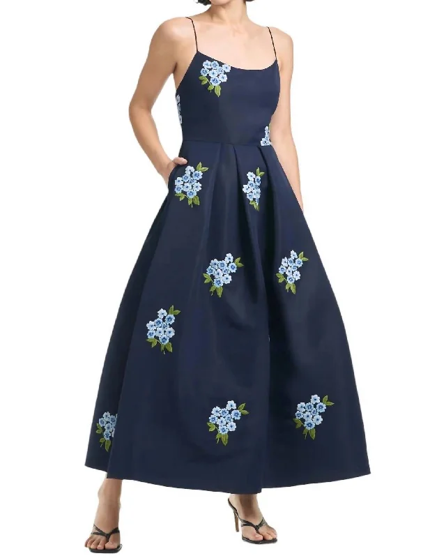 Limited Time Discount Embroidered Audra Dress In Midnight