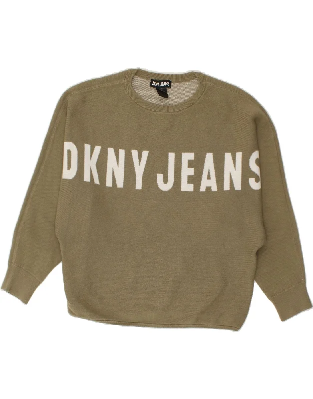 Low Prices DKNY Womens Oversized Graphic Sweatshirt Jumper UK 14 Medium Khaki Cotton Low Prices DKNY Womens Oversized Graphic Sweatshirt Jumper UK 14 Medium Khaki Cotton