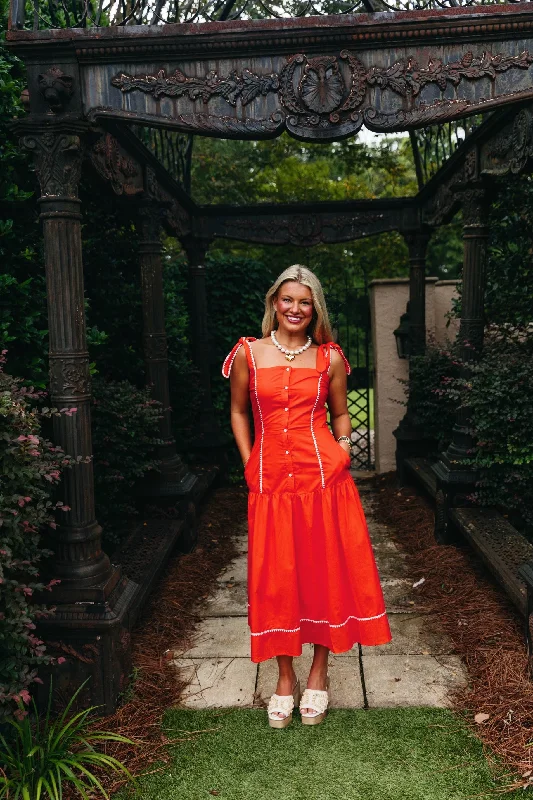 Value Deals Alora Midi Dress - Spicy Orange