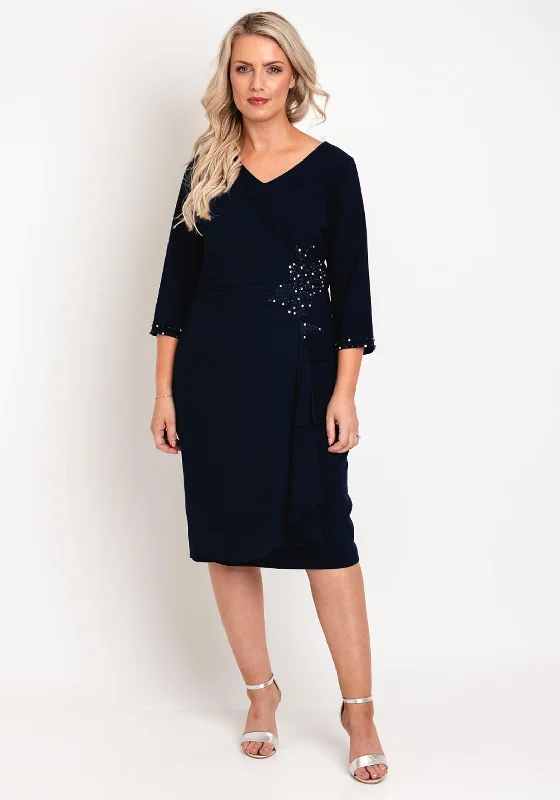 Midnight Sale Lizabella Applique Waist Midi Dress, Navy