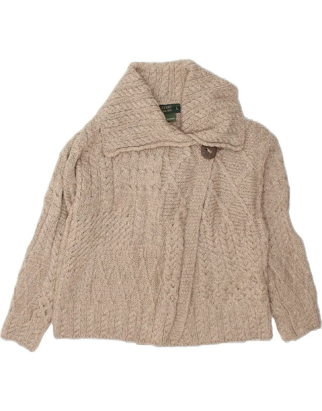 Can't Miss BLARNEY Womens Cardigan Sweater UK 16 Large Beige Merino Wool