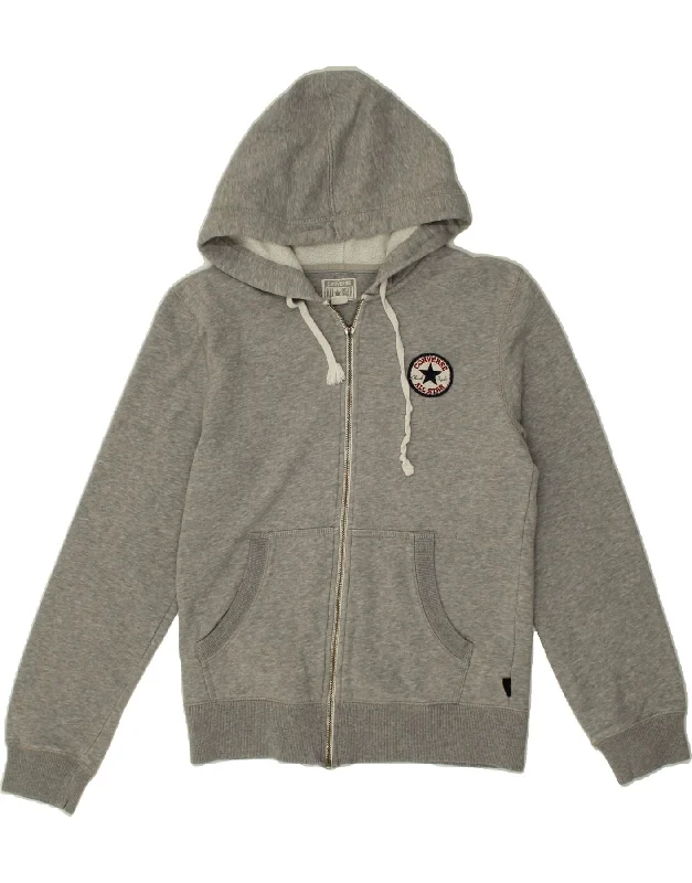 Stock Clearance CONVERSE Womens Zip Hoodie Sweater UK 10 Small Grey Cotton