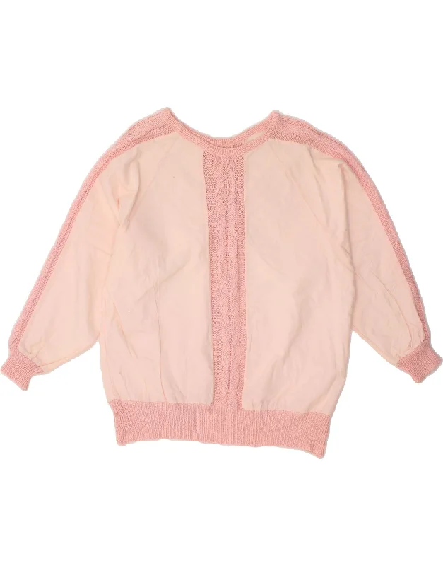 Crazy Deals VINTAGE Womens Boat Neck Jumper Sweater UK 18 XL Pink Cotton