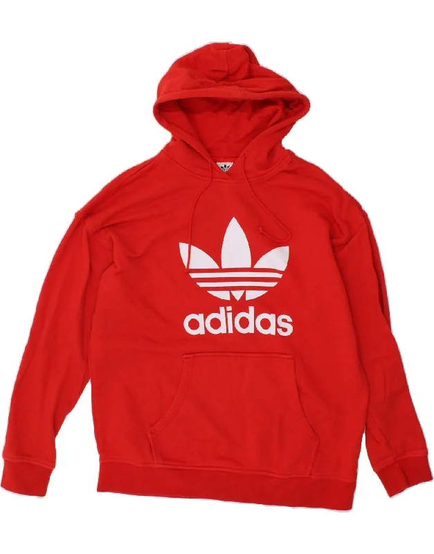 Steals and Deals ADIDAS Womens Oversized Graphic Hoodie Jumper UK 14 Large Red Cotton Steals and Deals ADIDAS Womens Oversized Graphic Hoodie Jumper UK 14 Large Red Cotton