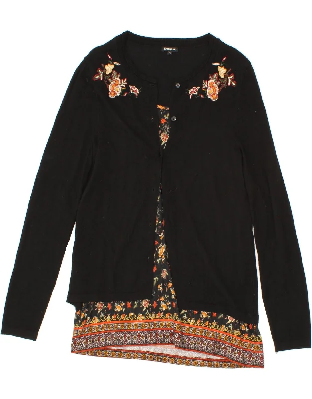 Special Price DESIGUAL Womens Longline Cardigan Sweater UK 6 XS Black Flecked Viscose Special Price DESIGUAL Womens Longline Cardigan Sweater UK 6 XS Black Flecked Viscose