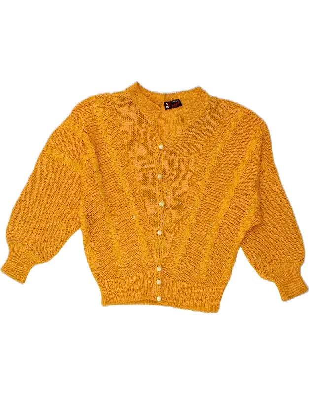 Midnight Sale VINTAGE Womens Cardigan Sweater UK 14 Medium Yellow