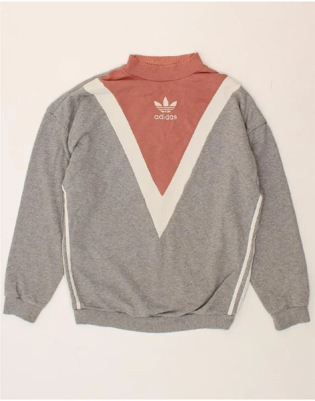 Take Advantage ADIDAS Womens Sweatshirt Jumper UK 12 Medium  Grey Colourblock Cotton