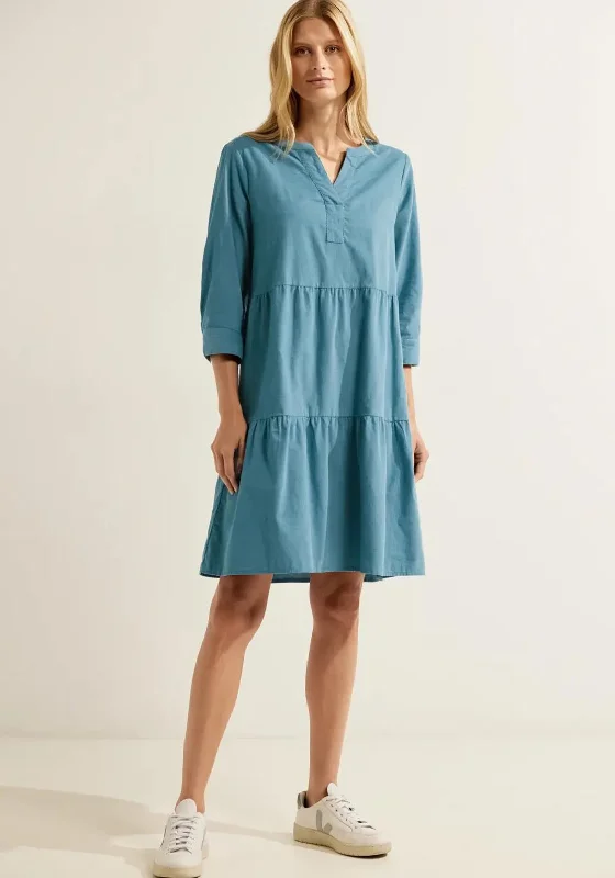 Warehouse Sale Cecil Corduroy Tiered Knee Length Dress, Adriatic Blue