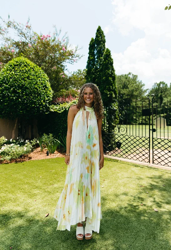 Bargain Prices Cleo Keyhole Maxi Dress - White/Lime