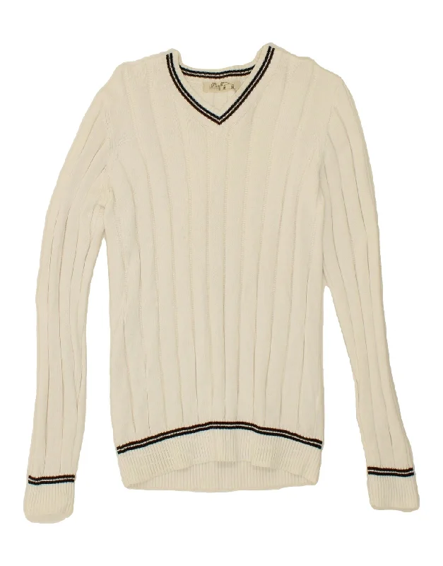Mega Deal XDYE Womens V-Neck Jumper Sweater UK 14 Medium White Cotton