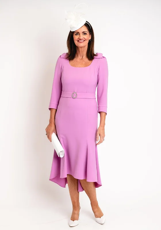 Super Savings Claudia C Maxima Embellished Belted Wasit Midi Dress, Lilac Blush